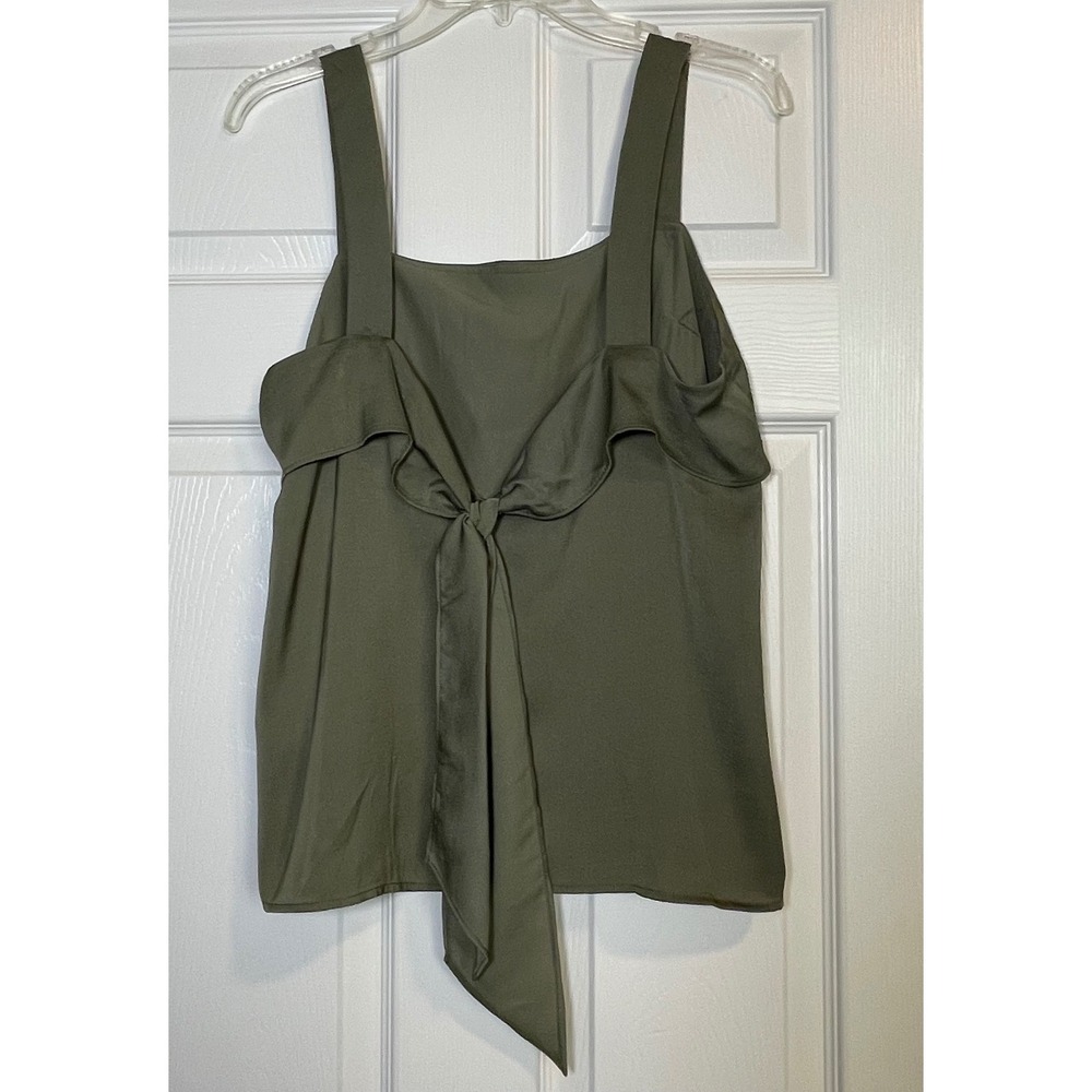 Banana Republic Women's Olive Green Back Tie Front Ruffle Camisole Medium‎ NWOT